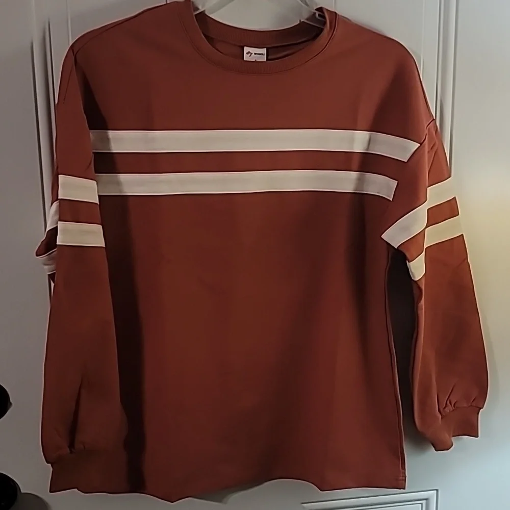 Striped Rust Sweatshirt - Picture 4 of 9